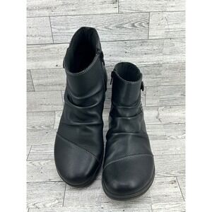 Clarks Collection Black Leather Ruched Ankle Boots 261530114055 Womens 8 M